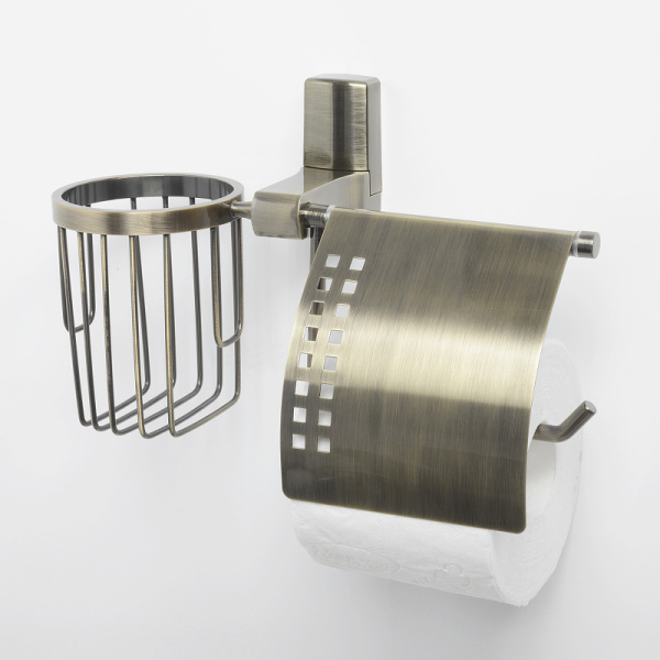 Держатель туалетной бумаги и освежителя воздуха WasserKRAFT Exter K-5259 с крышкой цвет бронза светлая