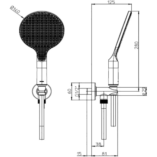 душевой гарнитур bossini apice ce3002c.073 черный матовый