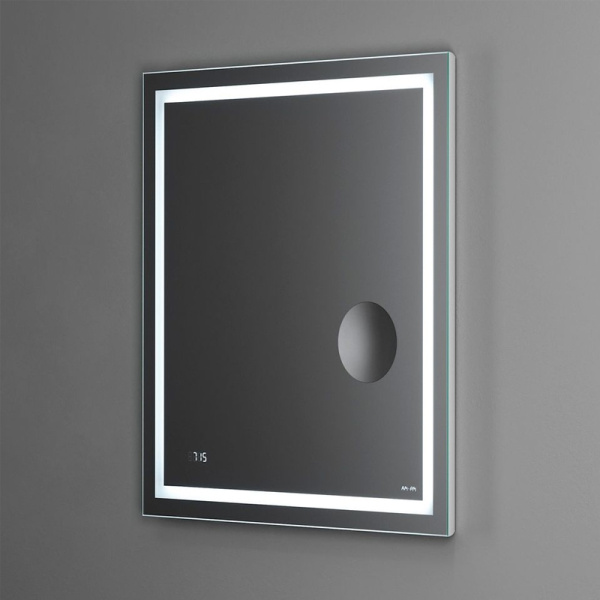 зеркало am.pm gem 65 с led-подсветкой, часами и косметическим зеркалом