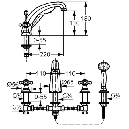 смеситель на борт ванны kludi adlon 515240520