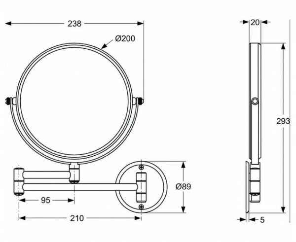 Косметическое зеркало Ideal Standard IOM A9111AA Хром