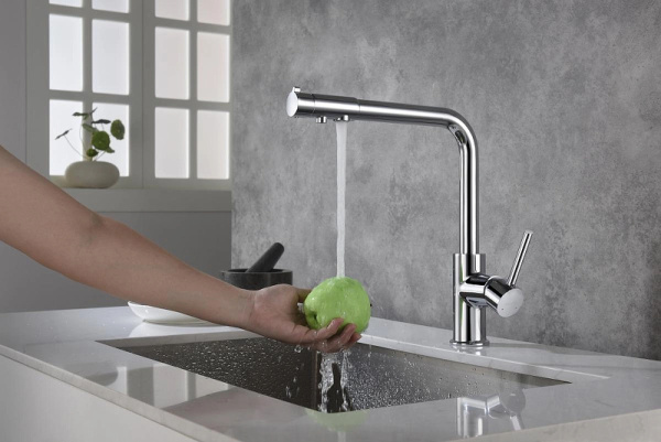 смеситель для кухни с подключением к фильтру питьевой воды aquatek европа aq1386cr, цвет хром.