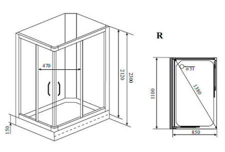 душевая кабина timo lux 110x85 tl-1504r с гидромассажем