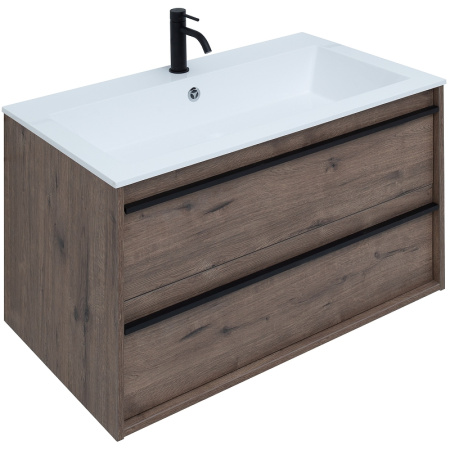 тумба с раковиной aquanet lino 90 271950 подвесная дуб веллингтон