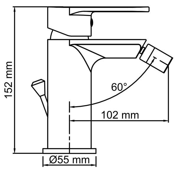 смеситель wasserkraft elbe 7400 7406 для биде, с донным клапаном, черный матовый