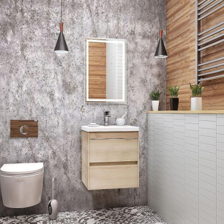 тумба под раковину art&max family подвесная с двумя выкатными ящиками, pino bianco, 500x350x550,