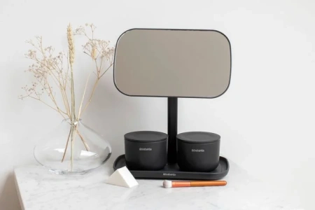 косметическое зеркало brabantia renew 280702 без подсветки, поворотное, темно-серое