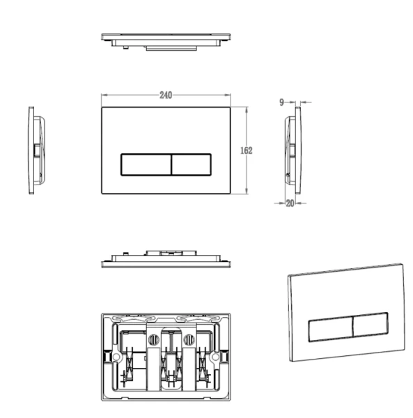 кнопка смыва для инсталляции wonzon & woghand ww-ib224-mb для унитаза, пластик, цвет матовый черный