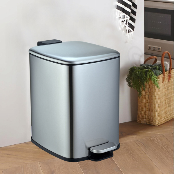 Мусорное ведро Weltwasser WW Berg MT 6L с педалью, хром матовый
