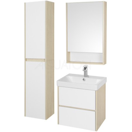 тумба с раковиной белый глянец/дуб верона 55 см акватон сканди 1a2517k0sdb20