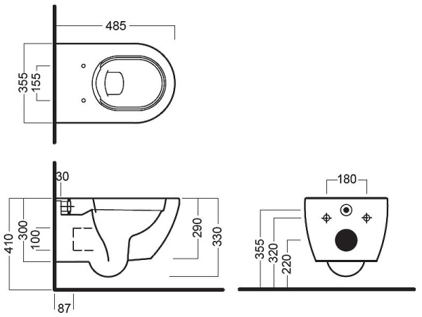 унитаз подвесной безободковый hatria fusion compact y1xq01, без сиденья, цвет белый