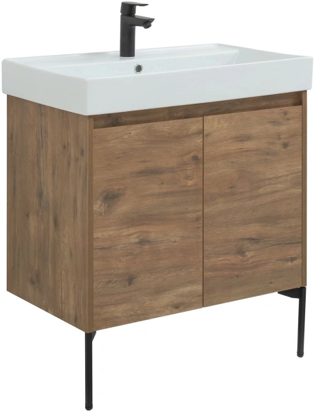 тумба под раковину aquanet nova lite 75 дуб рустикальный, 2 дверцы, 00298852