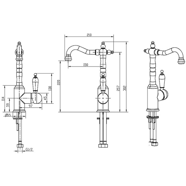 смеситель для раковины boheme tradizionale chromo 262-blc хром