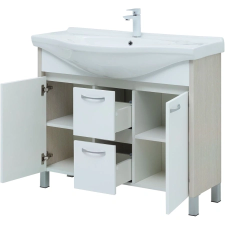 тумба под раковину aquanet донна 100 белый дуб/ белый, 00274164