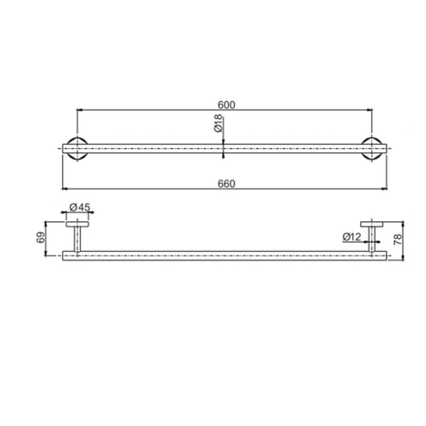 Полотенцедержатель 60 см FIMA|Carlo Frattini Spillo Steel F6090/60INOX, подвесной, нержавеюшая сталь