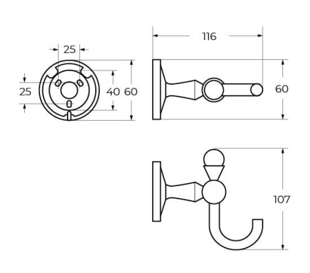 крючок для полотенца art&max antic crystal am-e-2686bsj-cr цвет хром