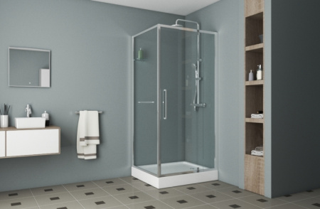 душевой уголок bravat line 90×90 bs090.2116a профиль хром, стекло прозрачное