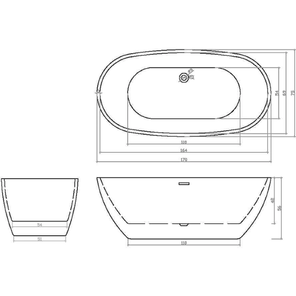 акриловая ванна cerutti spa d'iseo ст7390 170x75 7390 без гидромассажа