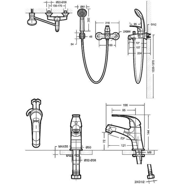 комплект смесителей bravat fit f00315c