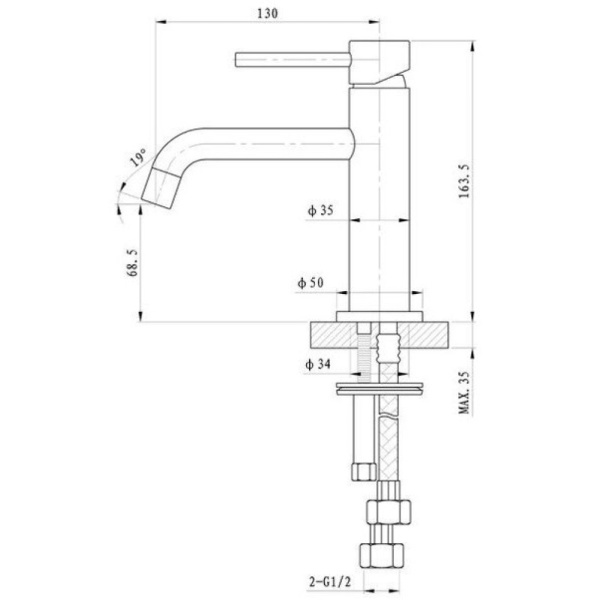 смеситель для раковины без донного клапана caprigo don 53-022-ner
