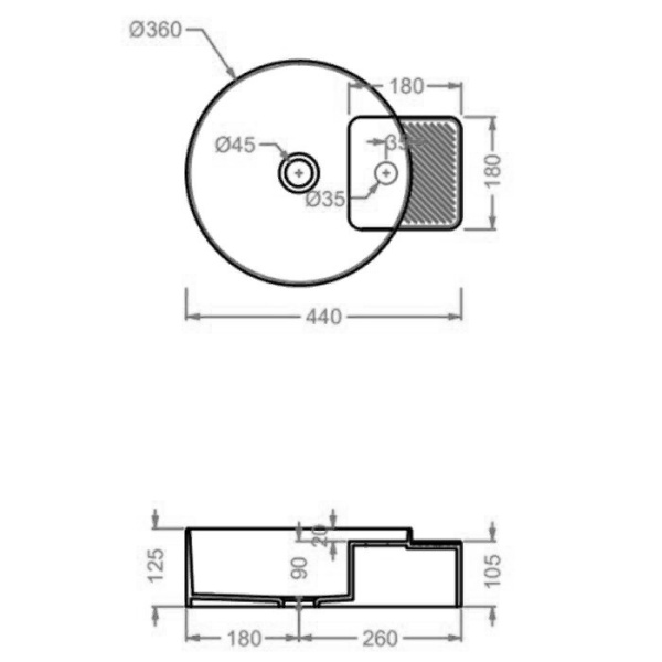 artceram cartesio раковина 44х36см., накладная, 1 отв., цвет: зеленый глянцевый