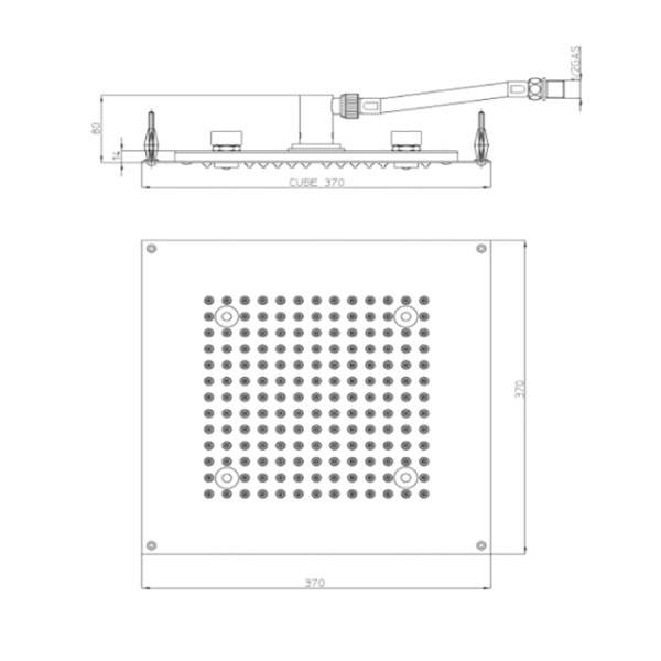 верхний душ bossini cube h37451.073 черный матовый