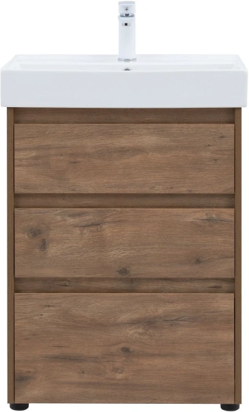 тумба под раковину aquanet nova lite 60 дуб рустикальный, 3 ящика, 00302471