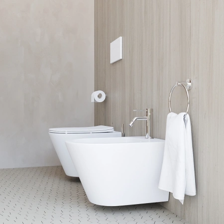 биде aqueduto cone con0310 подвесное, 52.5х36.5 см, белый глянцевый