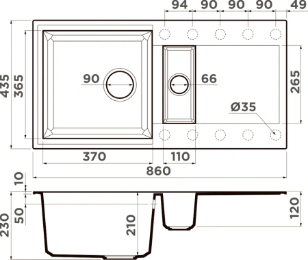 мойка кухонная omoikiri sakaime 86-2-gr leningrad grey