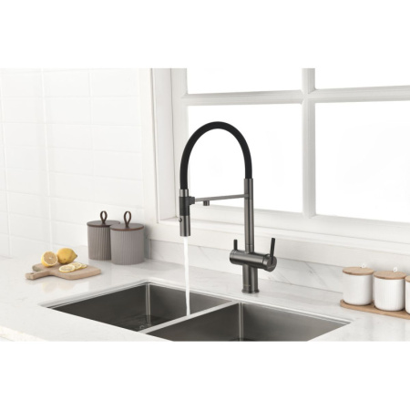 смеситель для кухни с подключением к фильтру paulmark gravity gr213188-b беретта/ черный
