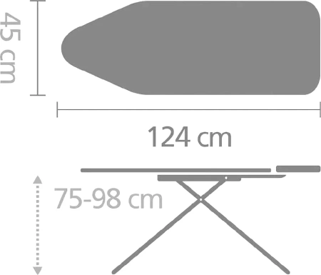 гладильная доска brabantia c 236143 124х45, серый деним
