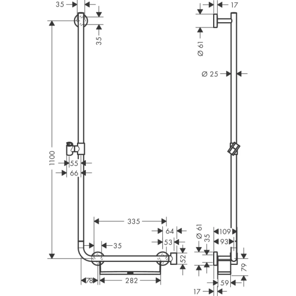 душевая штанга 110 см hansgrohe unica comfort left 26403400