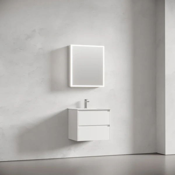 зеркальный шкаф из алюминия для ванной комнаты sancos evoke 600x700х136 мм с led подсветкой sc8060