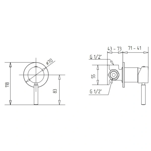 смеситель для душа migliore fortis 18668 с внутренней частью,