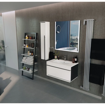 пенал roca aneto 857431806 подвесной l, белый глянец/черный