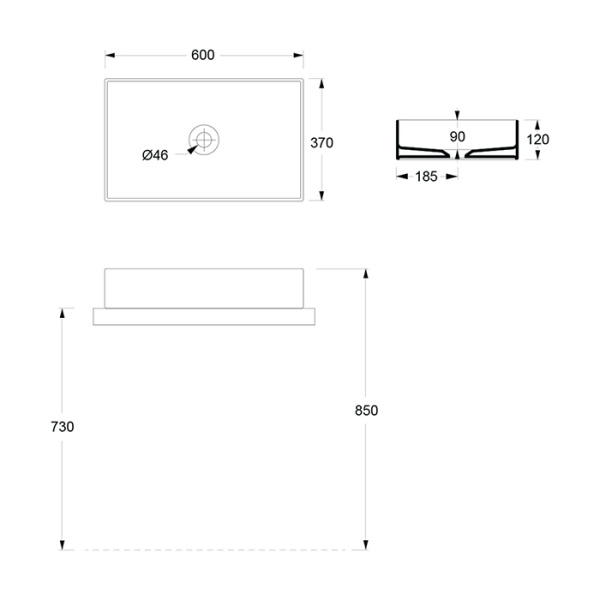 раковина alice hide 31130109 накладная 60x37 см, matt white, bianco opaco (белый матовый)