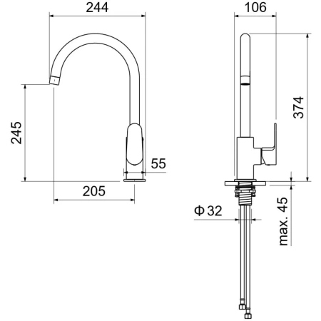 смеситель для кухни aquatek оберон aq1282cr хром