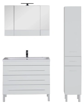 тумба под раковину aquanet верона 100 белая (напольная 3 ящика), 00178471