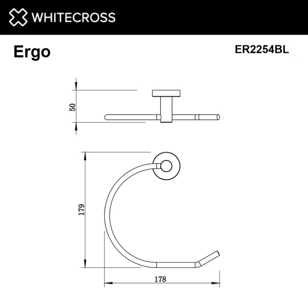 Полотенцедержатель 17.9 см Whitecross Ergo ER2254BL кольцо, черный мат