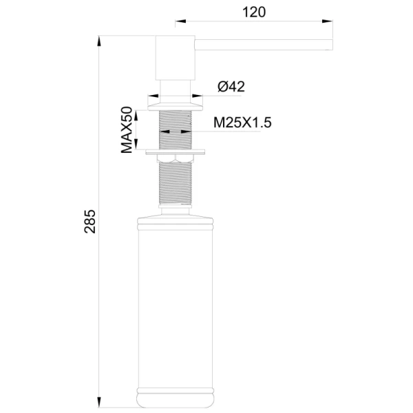 Дозатор для жидкого мыла Wonzon & Woghand WW-88SD02-MB встраиваемый, для кухни, черный матовый