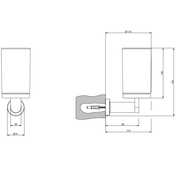 Стакан для зубных щеток Gessi Emporio 38809#149 настенный, сатинированное стекло, цвет Finox