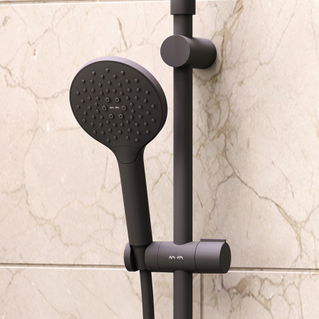 комплект душевого уголка с душевой системой и аксессуарами am.pm gem s 120x80 wk93er профиль черный матовый стекло прозрачное