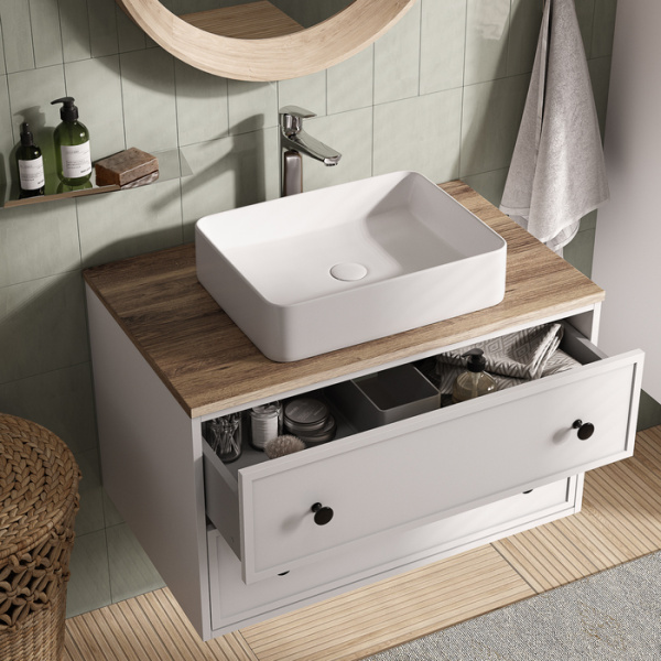 тумба iddis torr tor80wbi95k, подвесная, со столешницей, 80 см, цветбелый матовый