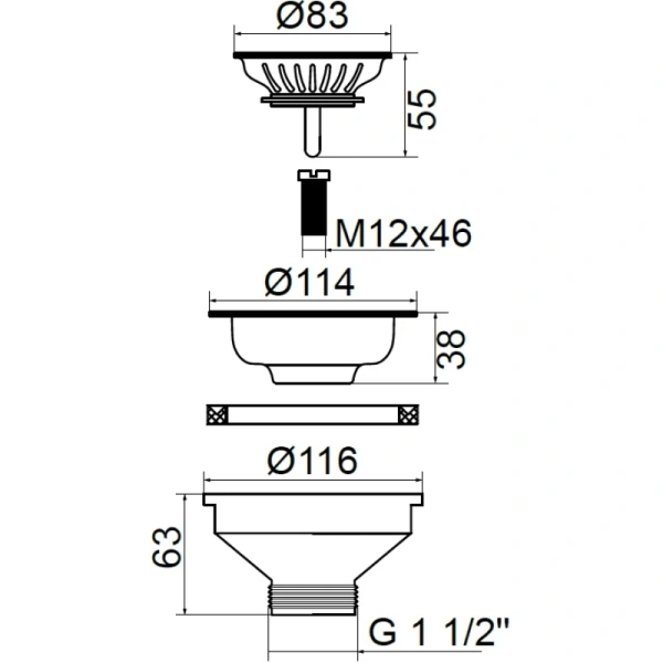 выпуск для кухонной мойки migliore cucina ml.ric-10.107 br