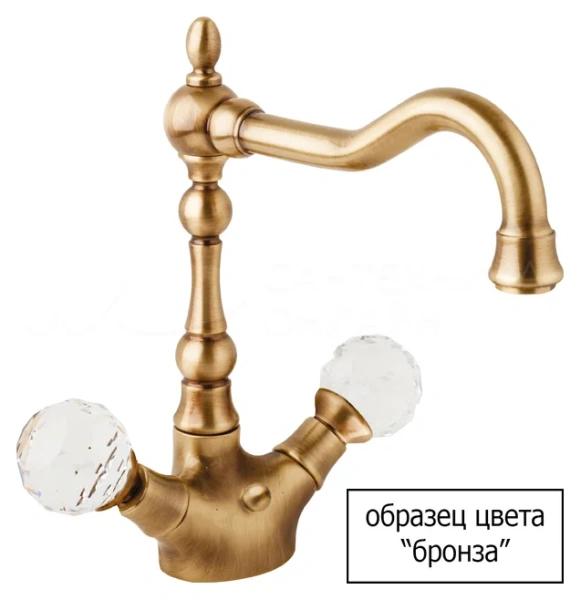 смеситель cezares atlantis atlantis-bbs2-02-sw для биде, на 3 отверстия с донным клапаном, ручки swarovski, бронза