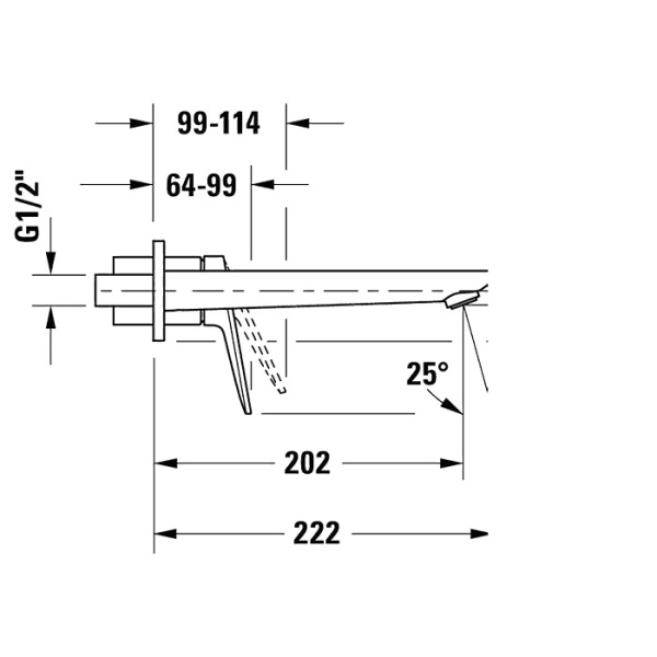 duravit wave смеситель для раковины, встраиваемый, излив: 20см., цвет: хром