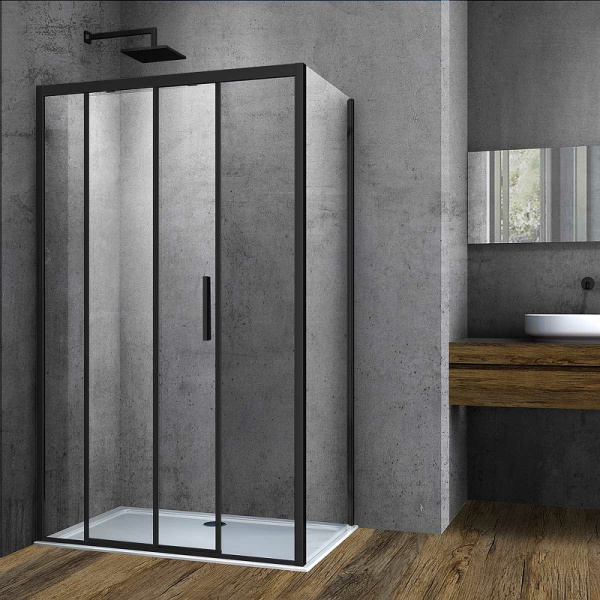 душевой уголок vincea soft 140x90 vsr-3so9014clb профиль черный стекло прозрачное