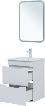 тумба под раковину aquanet практика 00330455 2 ящика, 47.8x38.9 см, белый матовый
