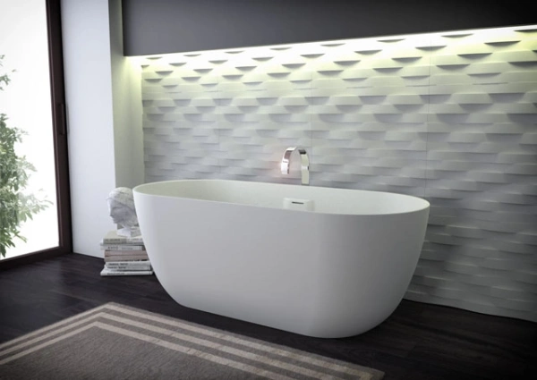 ванна из искусственного камня knief lotus 0600-609-01 170х75х63 см, stone, с переливом, цвет белый матовый