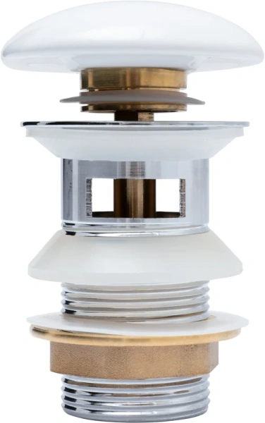 донный клапан aquanet 333927 для раковины, с переливом, белый